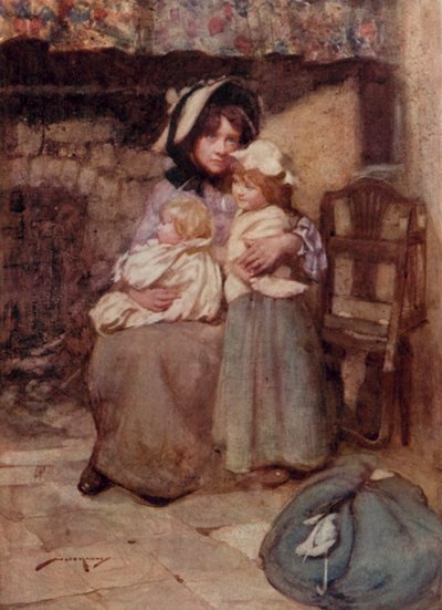 Ilustração para The Deserted Village de Oliver Goldsmith (litho colorida) 作： William Lee Hankey