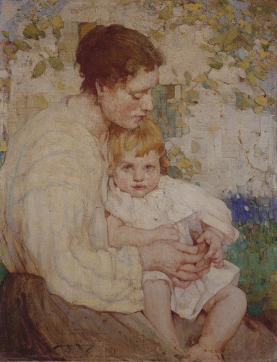 母と子（キャンバスに油彩） 作： William Lee Hankey