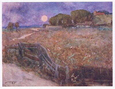 A igreja decente que cobre a colina vizinha (litho colorida) 作： William Lee Hankey