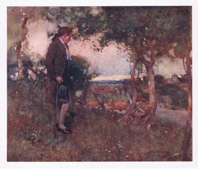 Siellä kun kuljin huolimattomista askelista ja hitaasti, sekoittuvat nuotit tulivat pehmennettyinä alhaalta (väri litho) 作： William Lee Hankey