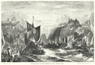 トーヤン戦争に向けたギリシャ人の船出（彫刻 作： William Linton
