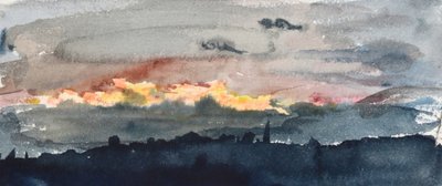 夕暮れの雲の切れ間 作： William Lionel Wyllie