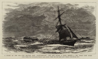 1885年3月4日、強風の翌日、海の物語、イギリス船ノースブルック、ホーン岬近く 作： William Lionel Wyllie