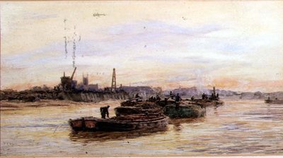 夕焼けの船（水彩画） 作： William Lionel Wyllie