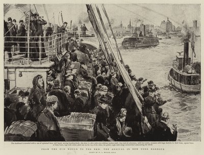 旧世界から新世界へ、ニューヨーク港に到着 作： William Lionel Wyllie