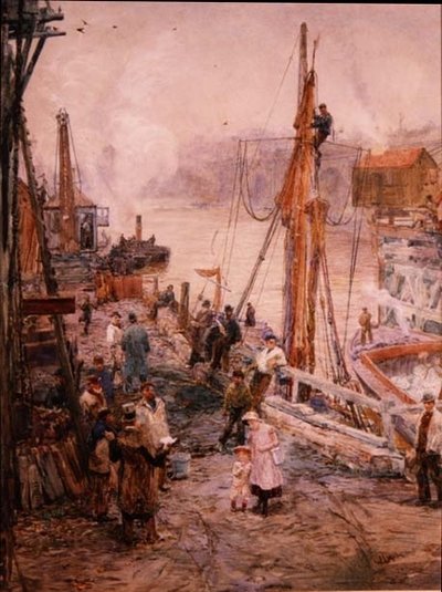 ガブリエルズ・ワーフ（水彩・紙 作： William Lionel Wyllie