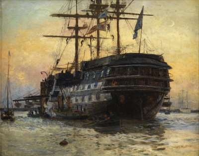 HMSウォースパイト（キャンバスに油彩） 作： William Lionel Wyllie