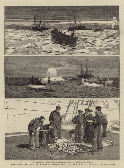 ヴァンガードの最後、難破船のディマストHMS Valorous 作： William Lionel Wyllie