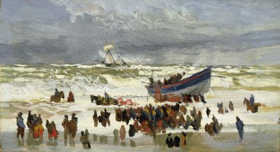 救命ボートの打ち上げ 作： William Lionel Wyllie