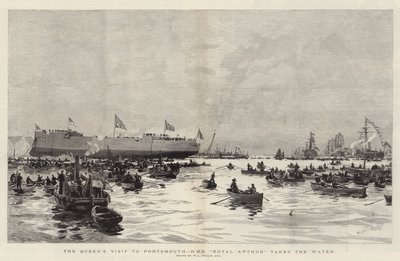 女王のポーツマス訪問、HMS Royal Arthurが水を取ります 作： William Lionel Wyllie