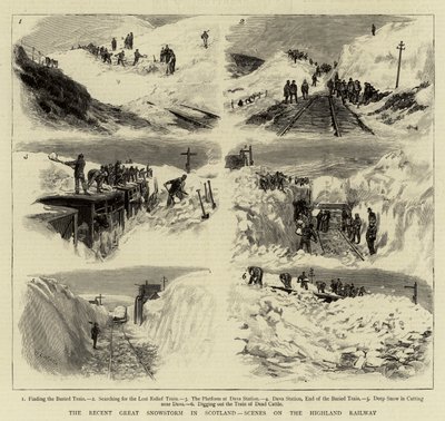 スコットランドの最近の大吹雪、ハイランド鉄道のシーン 作： William Lionel Wyllie