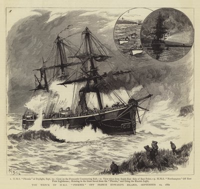 1882年9月12日、プリンスエドワード島沖のHMSフェニックスの難破船 作： William Lionel Wyllie