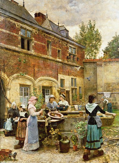 Alms Houses、アントワープ、1880 作： William Logsdail