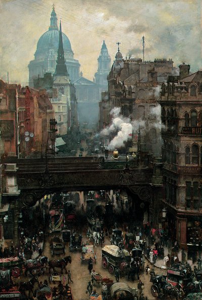 セントポールとラドゲートヒル、1887年頃 作： William Logsdail