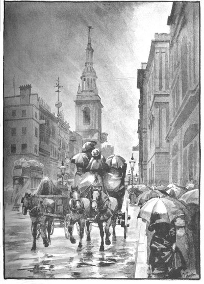 チープサイド-雨の日、1891 作： William Luker
