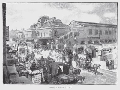 リバプールストリート駅（リトグラフ 作： William Luker