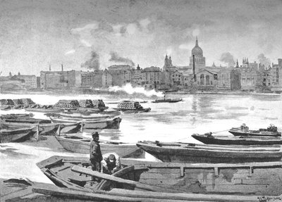 サウスバンクオブザリバーのセントポール大聖堂、1891年 作： William Luker