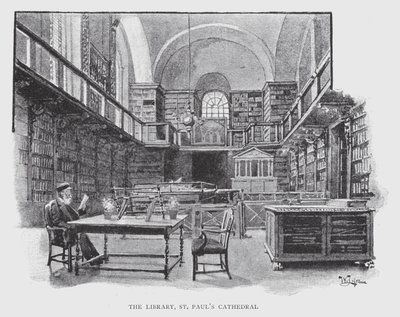 セント・ポール大聖堂の図書館（リトグラフ 作： William Luker
