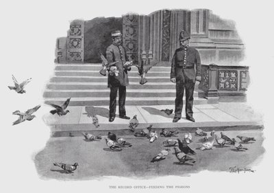 レコードオフィス「鳩に餌をやる」（リトグラフ 作： William Luker
