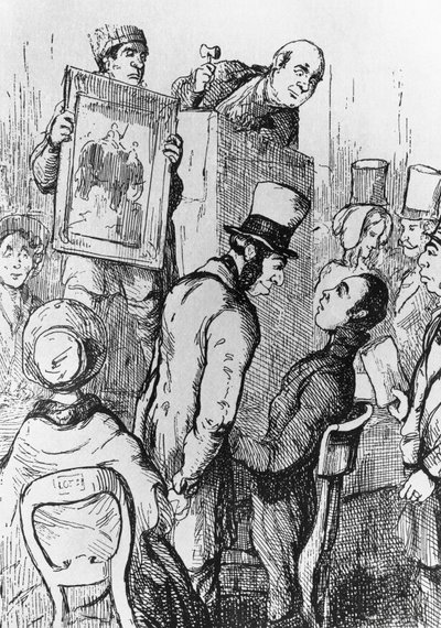 販売のための象、バニティ フェアの第 17 章のイラスト、ウィリアム メイクピース サッカレー (1811-1863) による小説、ウィリアム メイクピース サッカレー (1811-1863) による描画後の彫刻、1882 年にシカゴで出版 作： William Makepeace Thackeray