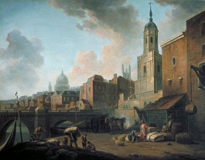「フレッシュ ワーフ、ロンドン ブリッジ近く」、c1762 作： William Marlow