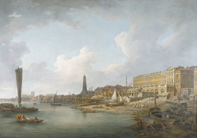 ウェストミンスターとアデルフィの間のロンドン・リバーフロント」、c1771年 作： William Marlow