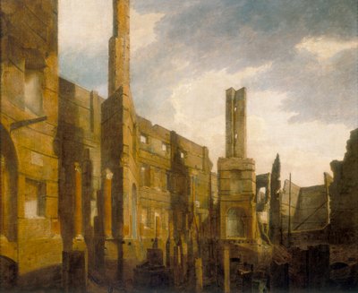 1792年1月14日の大火の後のオックスフォード・ストリートのパンテオンの廃墟」、1792年 作： William Marlow