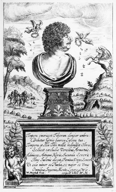 ロバート・ヘリック（1591-1674）、アーティストによる彫刻（彫刻）（bw写真） 作： William Marshall