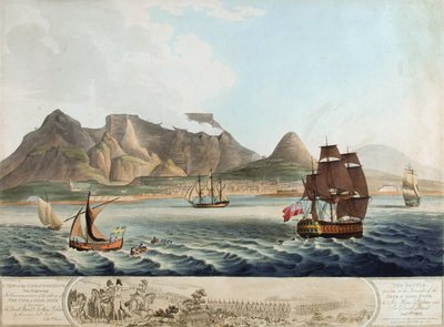 喜望峰の眺め...降伏前の戦い... 1806年1月8日（色のアクアチント） 作： William Marshall Craig