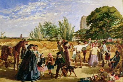 ノーフォークの収穫シーン：「Hello Largesse」のスケッチ、1861 作： William Maw Egley