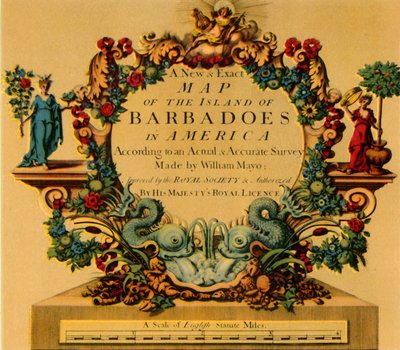 W.メイヨーのバルバドスの地図のカルトゥーシュ、1722年」、1944年。   作： William Mayo