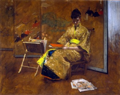 和服を着た少女。着物 1887年頃 作： William Merritt Chase