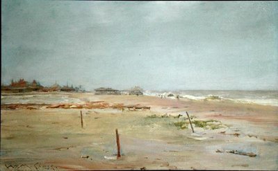 ビーチシーン（油彩・パネル） 作： William Merritt Chase