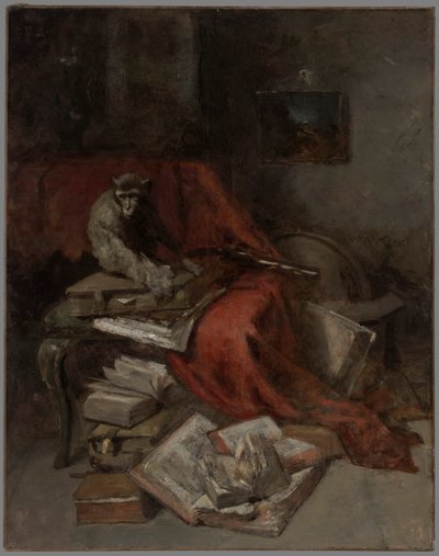 文学で猿まわる 作： William Merritt Chase
