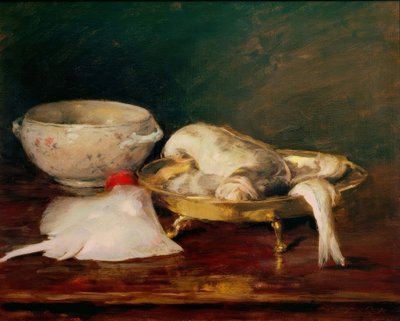 魚のいる静物画 作： William Merritt Chase