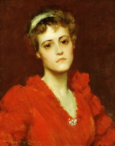 赤いガウン、 作： William Merritt Chase