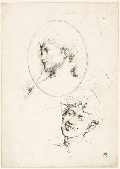 2 つの女性の頭 作： William Merritt Chase