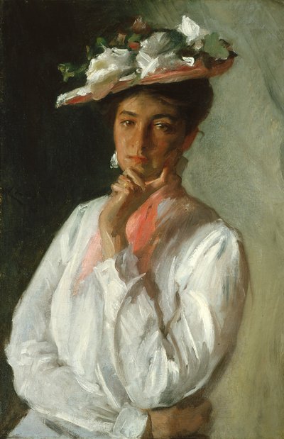 ウーマン・イン・ホワイト（キャンバスに油彩） 作： William Merritt Chase