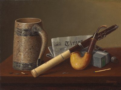 フルートとタイムズ、1877 作： William Michael Harnett