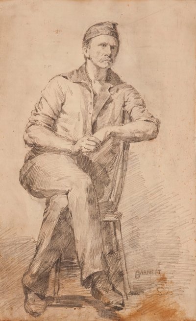 座っている人、1870年頃 作： William Michael Harnett