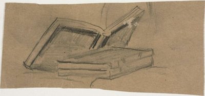 2冊の本のスケッチ 作： William Michael Harnett