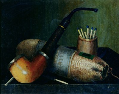 パイプタバコとマッチの静物 作： William Michael Harnett