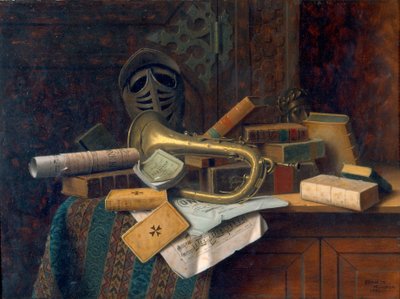 ダンテの胸像のある静物 1883年 （油彩・パネル） 作： William Michael Harnett