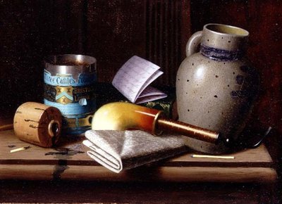 三城の煙草のある静物 作： William Michael Harnett