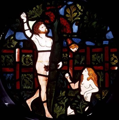 果実を摘むアダムとイブ（「創造の窓」より抜粋 作： William Morris