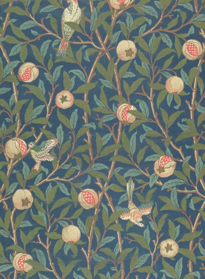 「鳥とザクロ」の壁紙デザイン、ジョン・ヘンリー・ディアル（1860-1932）、1926（壁紙） 作： William Morris