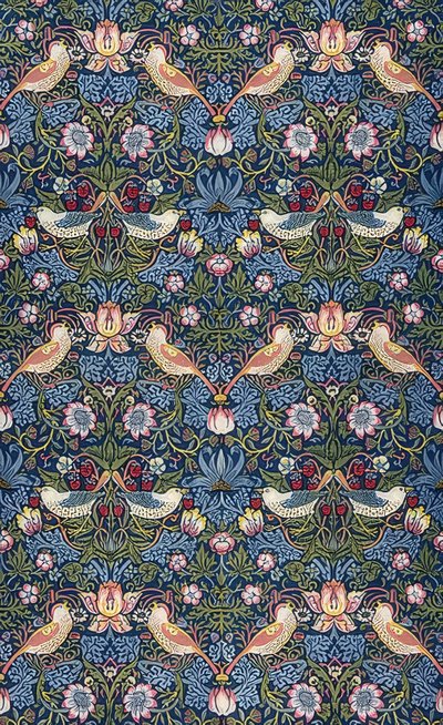 いちご泥棒。装飾的な生地。 1883 作： William Morris