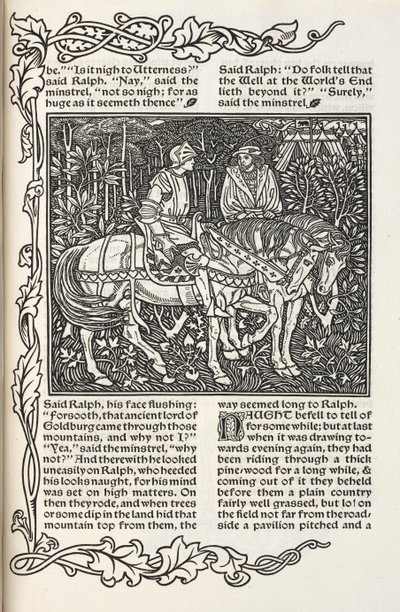 世界の果ての井戸」の挿絵。ウィリアム・モリスによるイラストとデザイン。 作： William Morris
