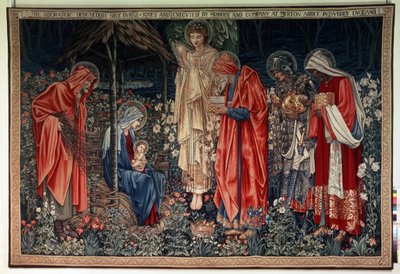 マギの礼拝。 ウィリアム・モリス (1834-1896) の工房のタペストリー 作： William Morris
