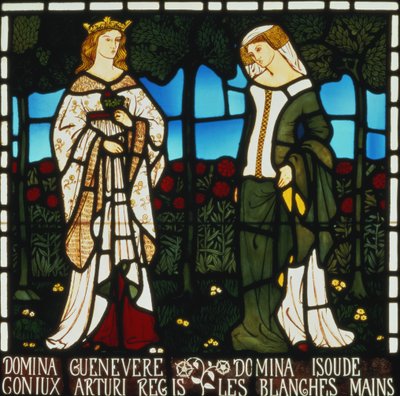 ギニアクイーンと白い手のイゾルデ、「トリスタンとイゾルデの物語」、William Morris und Co.、1850年（ステンドグラス） 作： William Morris